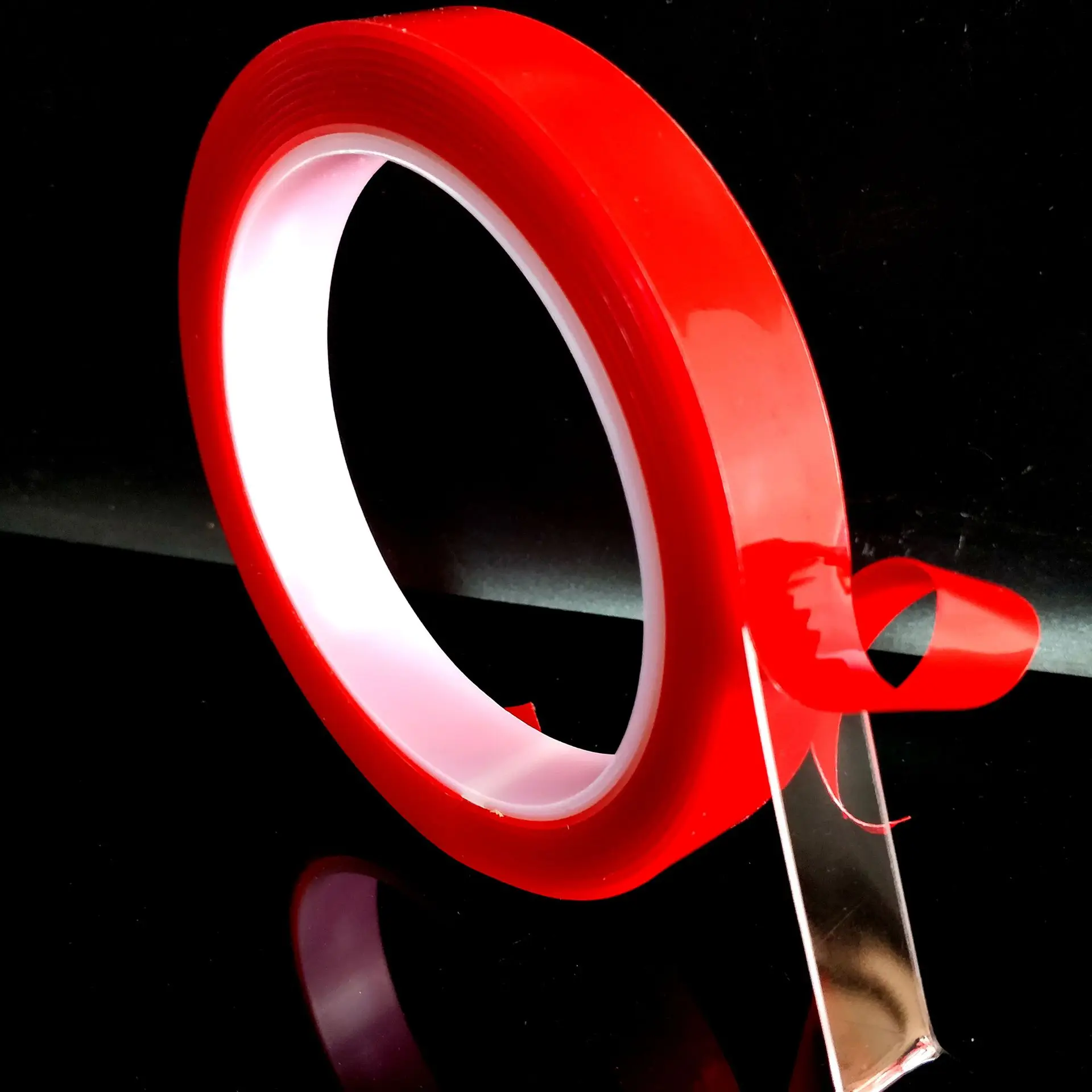 2pc Ultra Thin Transparent Red Film Double Sided Tape With HighTemperature Resistance No Marks Waterproof Adhesion Strong Adhes image 2
