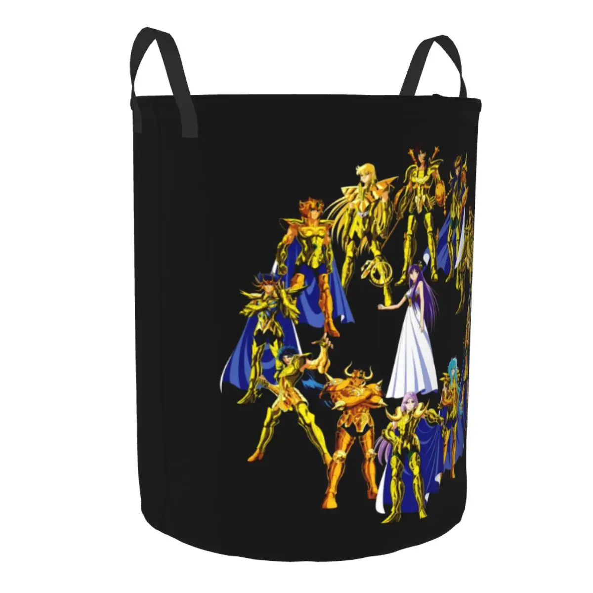 Gold Saints And Athena Laundry Basket Foldable Saint Seiya Knights of the Zodiac Toy Clothes Hamper Storage Bin for Kids Nursery