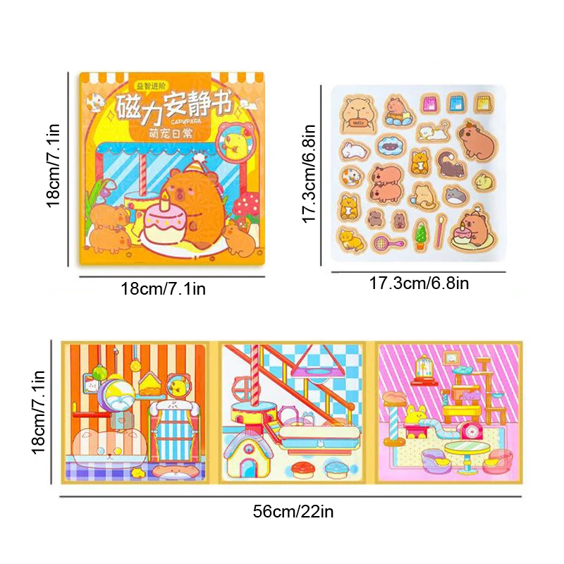 Capybara Refrigerator Magnet Cartoon Game Book Birthday Party Activities Handbook Quiet Book Whole Children\'S Decorative