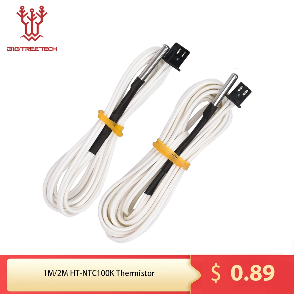 BIQU 3D Printer Parts 1M/2M HT-NTC100K Thermistor Temperature Sensor for High Temperature Filament 350 Degrees