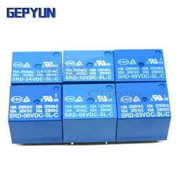 5PCS Relay SRD-03 05 09 06 24 12VDC-SL-C 5PINS 3V 5V 9V 6V 24V 12V SRD-03VDC-SL-C SRD-05VDC-SL-C SRD-09VDC-SL-C Gepyun