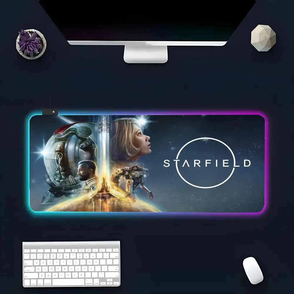 S-Starfieldes Games Mouse Pad RGB Glow Personality Picture Custom PC Table Mat Carpet Mat Game Player Dedicated LED image 2