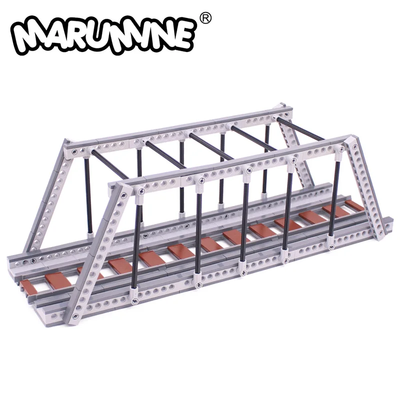 

Marumine MOC Idea View 222PCS Bridge Viaduct Railway Set Build Bricks Block Model Kit with Track 53401 Building Construction Toy