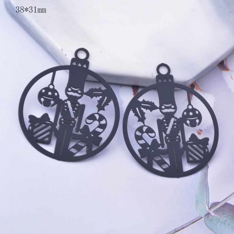 6pcs Brass Christmas Charms Bell  Noel Tree Pendant  DIY Accessories Handmade Jewelry Making image 2