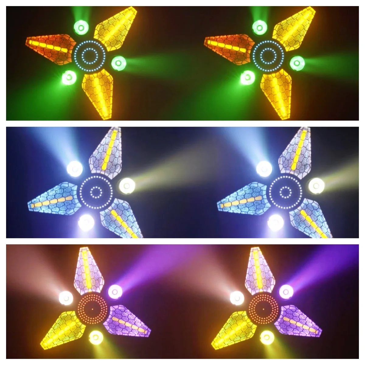 LED 280W Full Color Rotating Moving Head Light Triangle Maple Leaf Retro Lights DMX Voice Control For KTV Bar Background