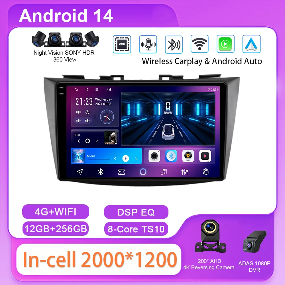 

Android Auto Car Radio For Suzuki SWIFT 2010-2016 Navigation Player Multimedia Carplay Touch Screen 2Din Stereo Head Unit Wifi