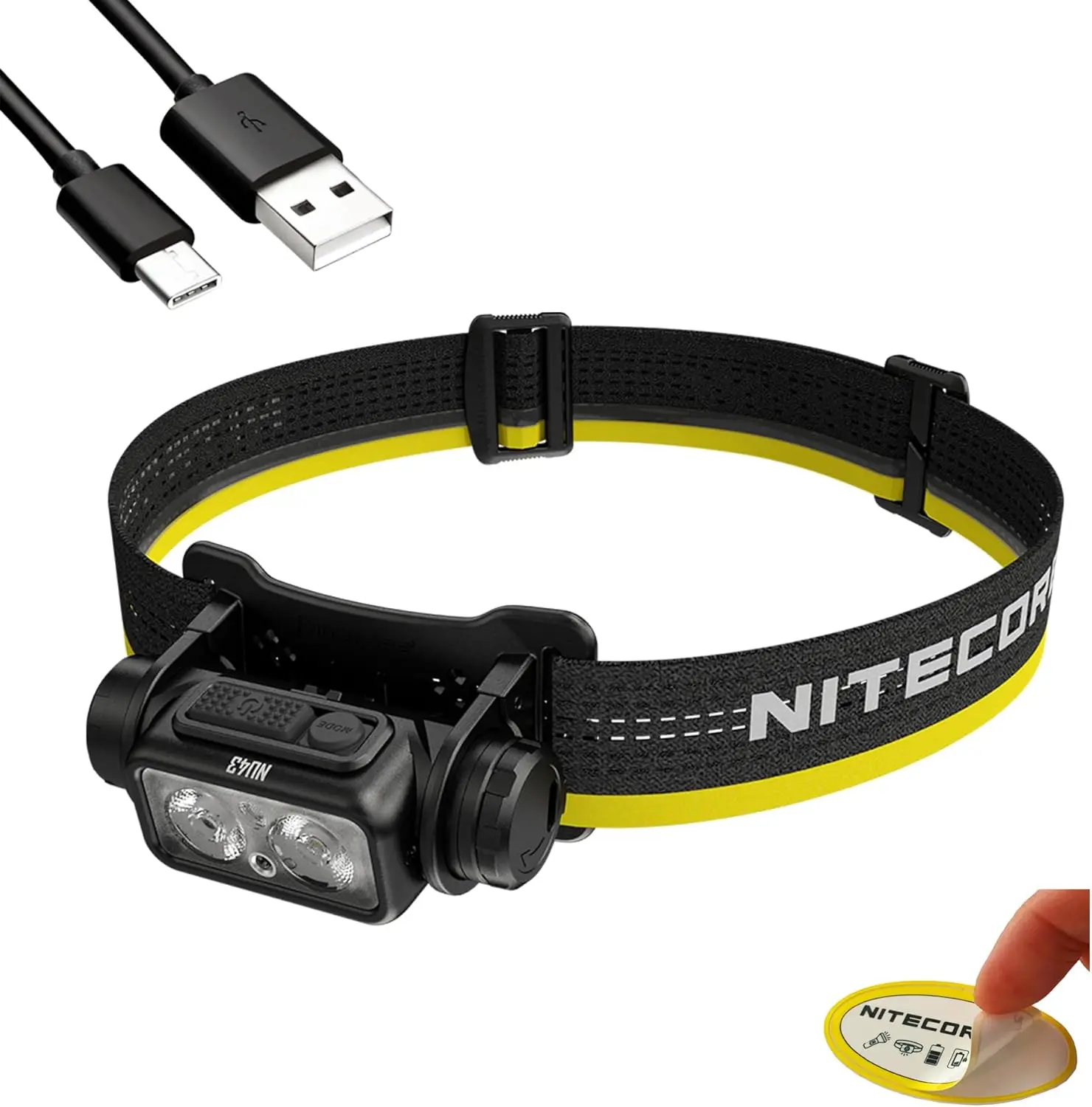

1400 Lumen USB-C Rechargeable Headlamp for Camping, Running, Work with Spotlight, Floodlight, Red Light