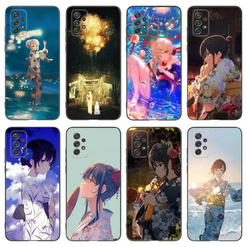 Yukata Girl Phone Case For Samsung A91 80 70 53 42 32 30 20 A50 30S 50S 21S 20S A20E Black Case