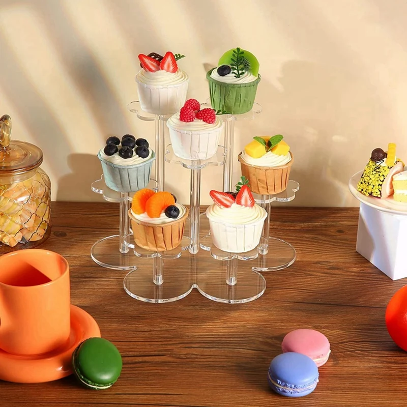 Dudukan Display akrilik untuk angka, peninggi layar 7 tingkat untuk koleksi, dudukan cupcake akrilik untuk tampilan permen kue