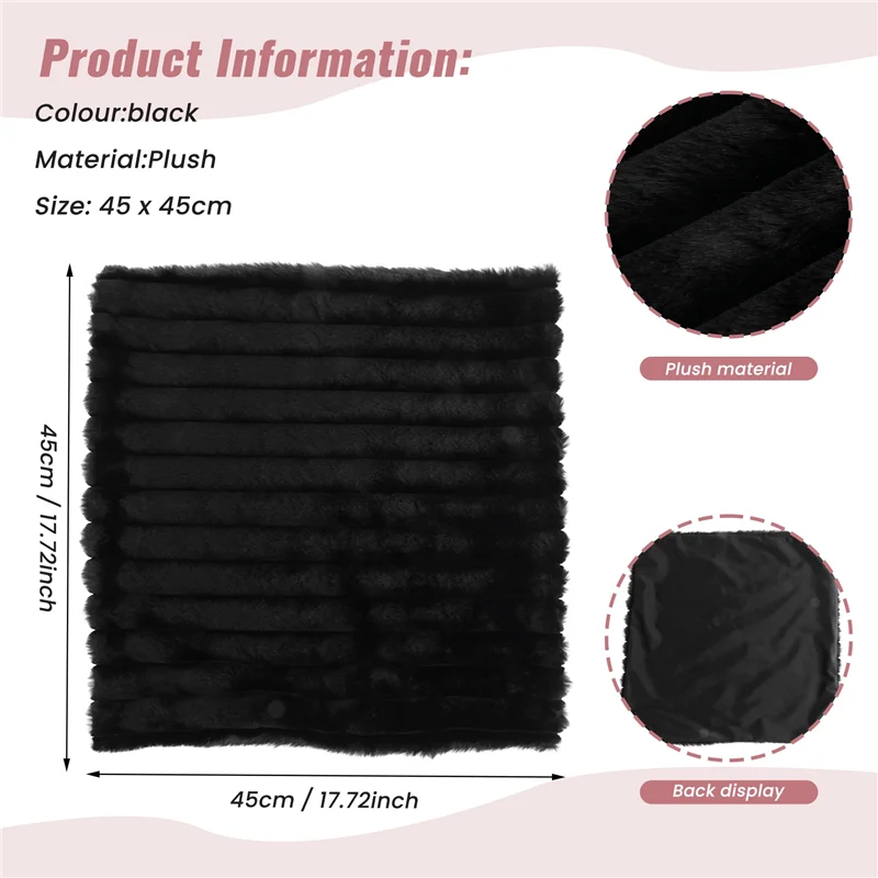 PBフェイクファーぬいぐるみブラックスローピローカバー、ふわふわストライプ枕カバー、クッションカバー、18 x 18インチ、装飾ソファ、カウチ、寝室用、B Dura
