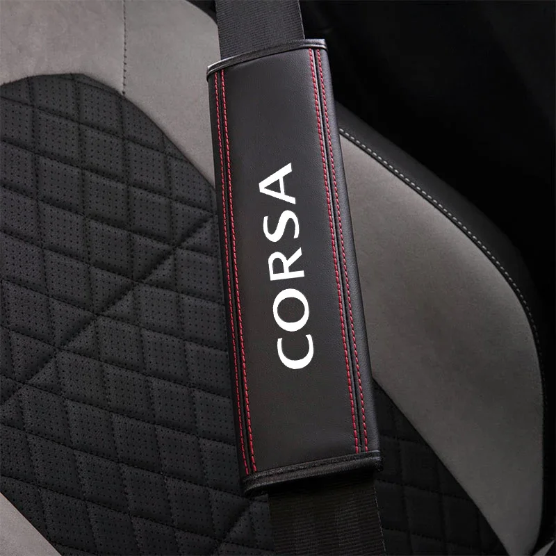 for Opel CORSA for 1pc Cowhide for Opel ASTRA Car Interior Seat Belt Protector Cover For car Auto Accessories