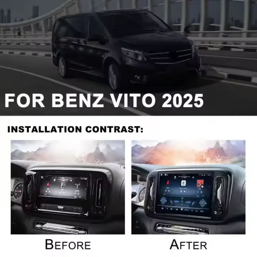 13.3'' Android 13 Car Stereo For Mercedes Benz Vito 2024 Carplay QLED Screen Radio GPS Navigation Multimedia Player Heat Unit