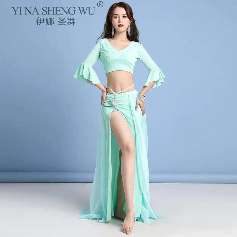 Traje de danza del vientre para mujer, falda larga elegante, traje de entrenamiento de danza Oriental de diosa, conjunto de baile, ropa de actuación