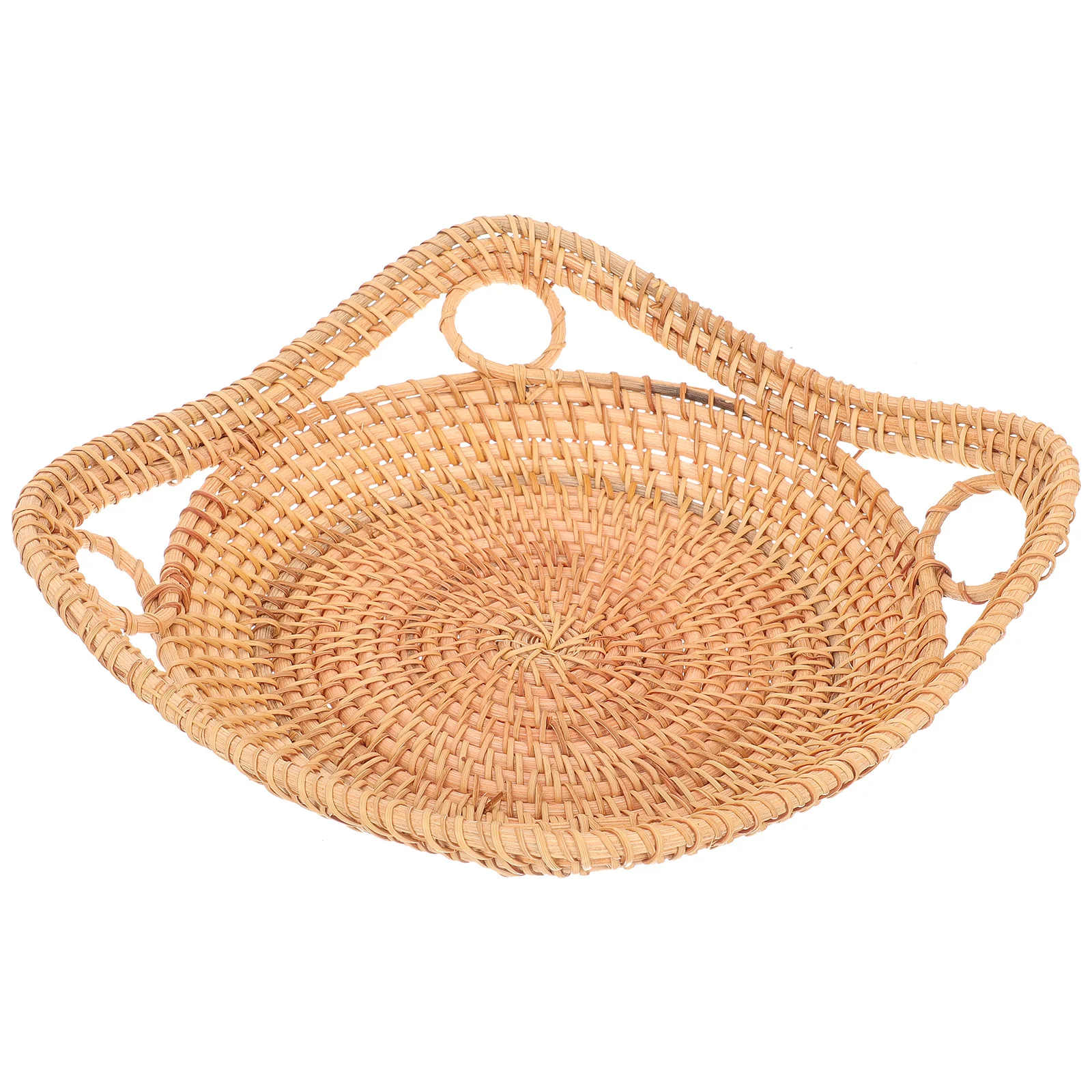 

Snack Fruit Plate Woven Storage Basket Rattan Bread Holder Multi-Function Desktop Organizer Kitchen Food Tray