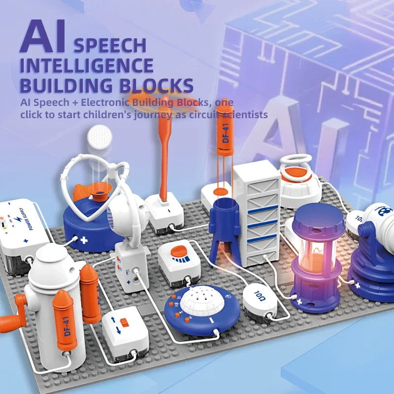 

Комплект строительных блоков STEM, обучающая игрушка с голосовым управлением AI, научный эксперимент по физике своими руками для детей 6–12 лет