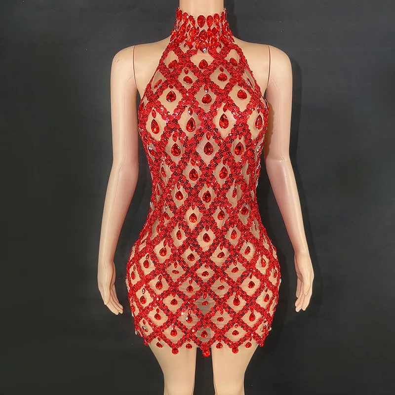 생일 반짝 이는 라인 석 바 파티 의상 슬림 호스트 파티 드레스 민소매 섹시한 졸업 파티 드레스 Vestidos De Festa Luxo