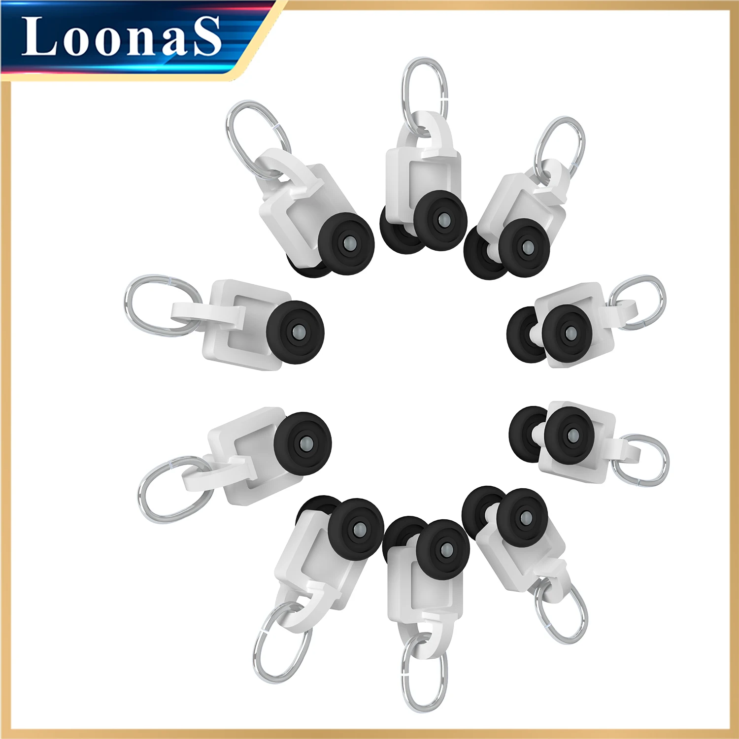 Loonas Alumimum Track Rail Glider Curtain Accessories Wheel Roller Runner Hooks