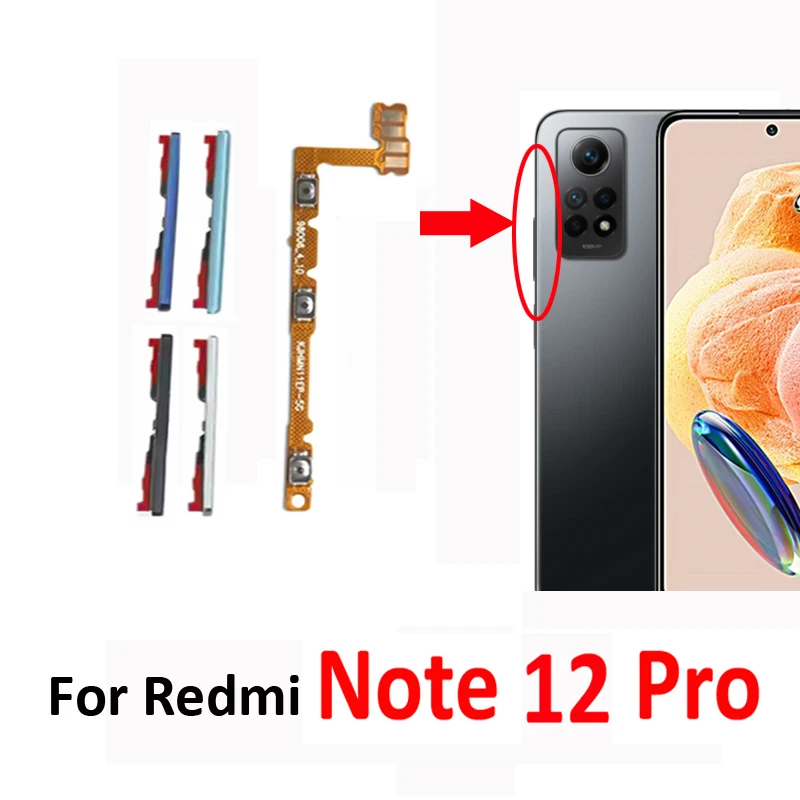 

For Xiaomi Redmi Note 12 Pro 4G Phone New Volume Up Down Control Button Key Internal Flex Cable Repair Part