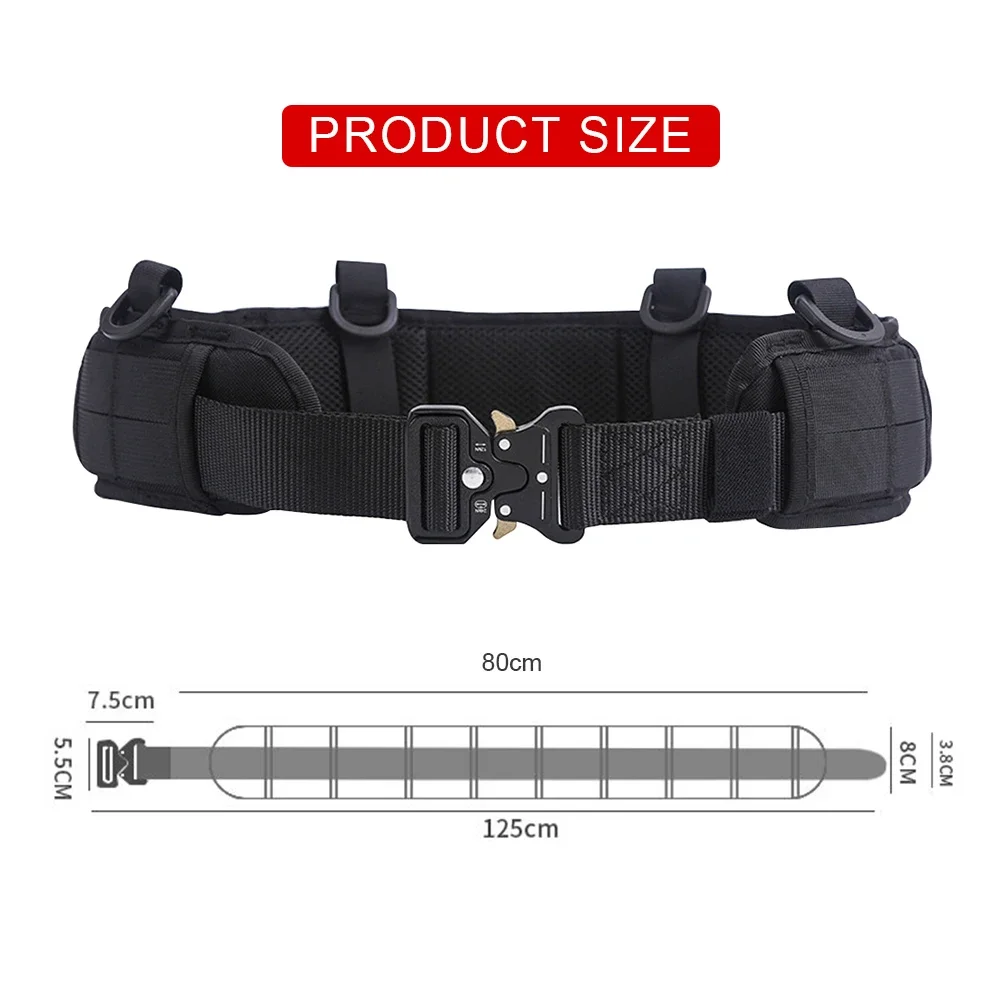 Tactical Belt Men Molle Battle Belt Airsoft Army Combat Outdoor CS Hunting Paintball Padded Waist Belt Set Adjustable