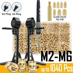 Heat Set Insert Press Tool and M2 M3 M4 M6 Brass Threaded Insert Nut 60W Electric Soldering Iron Kit Plastic Inserts 3d Printing