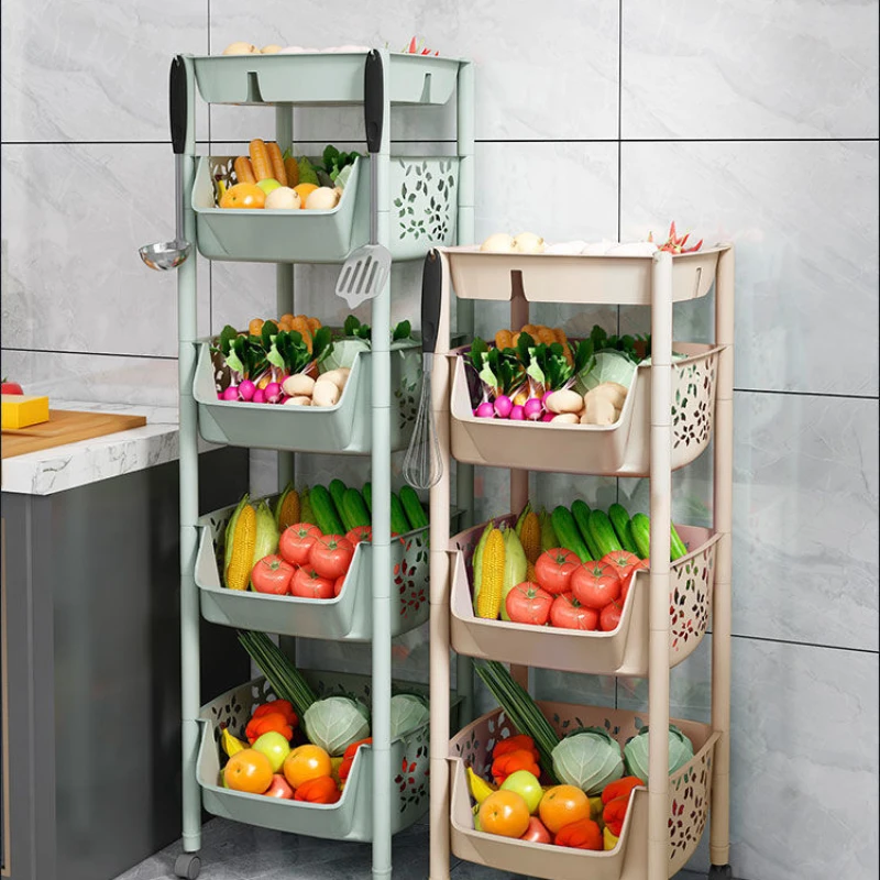 Free-standing Storage Rack for Vegetables and  fruit Home Useful Things for Kitchen Things of Kitchen Cabinet Shelf Organization