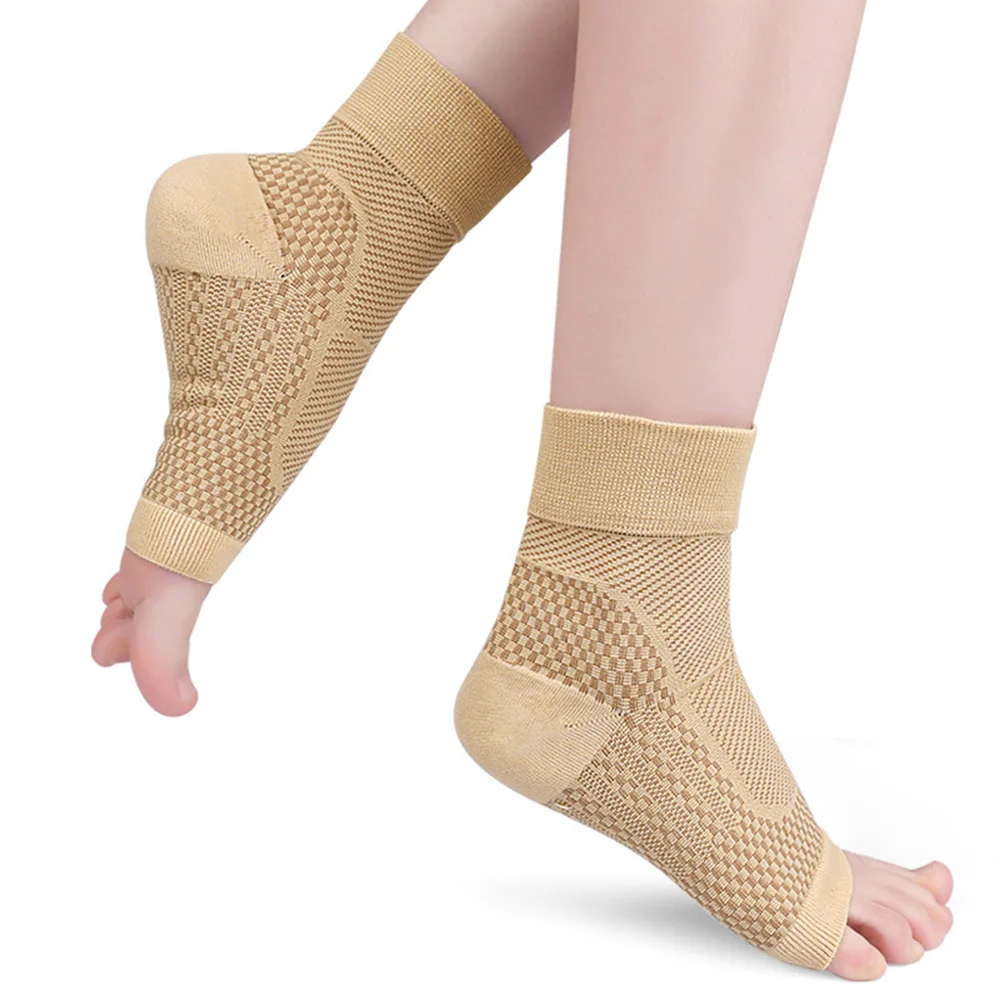 1Pair Ankle Brace Compression Sleeve Relieves Achilles Tendonitis, Joint Pain. Plantar Fasciitis Sock with Foot Arch Support