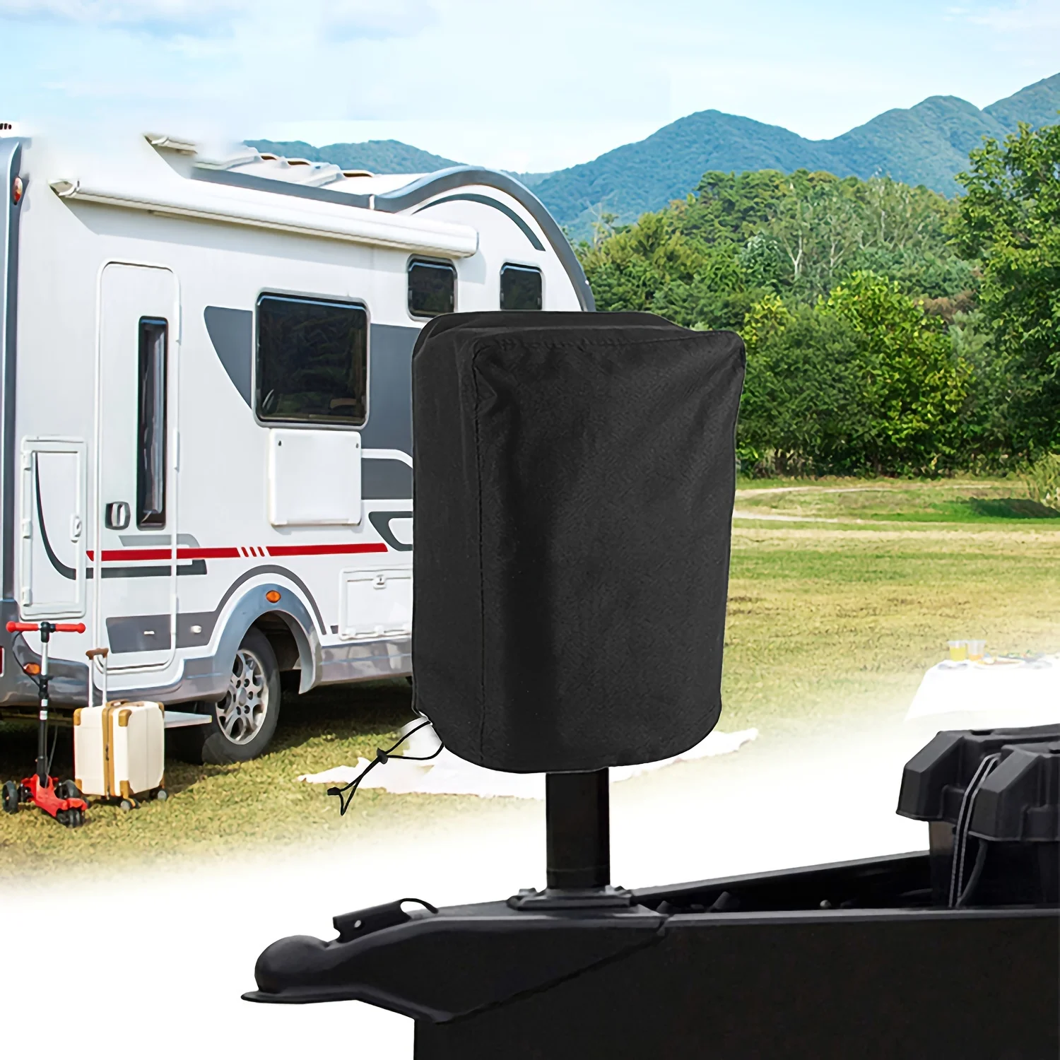 Heavy Duty Electric Vehicle Mounted Flare - Durable 210D Oxford Fabric, Black - for RVs, Campers and Travel Trailers