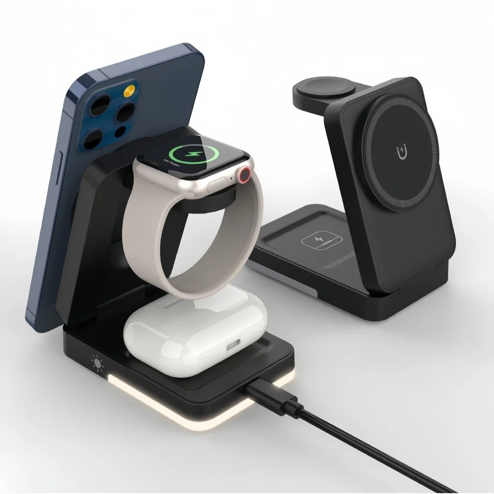 3-in-1 Kabellose Magnetische Ladestation für MagSafe iPhone17 16 15 14 13 12/ AirPods Pro3/2/ Apple Watch 11-2 SE Schnellladung – Detail 5
