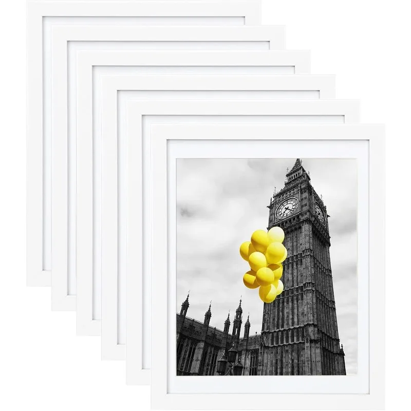 

12x16 Picture Frames Set of 6 with Plexiglass, Display Pictures 11x14 with Mat or 12x16 Without Mat