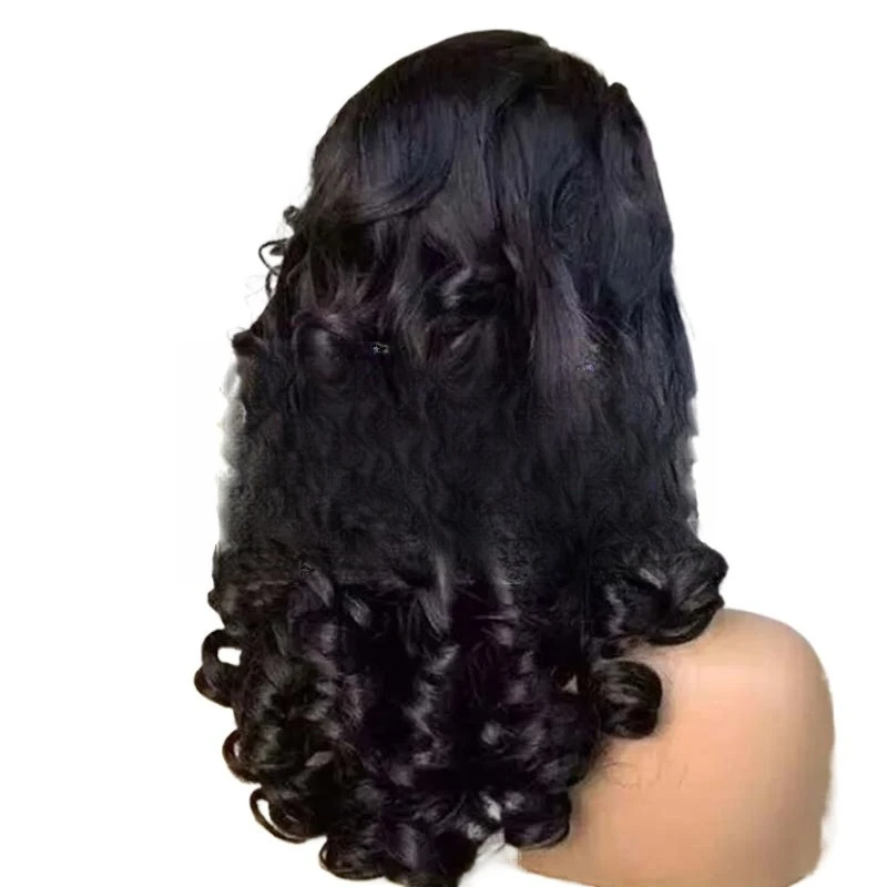

Super double pull high definition human hair wig loose wave elastic curl raw virgin lace front transparent lace high density