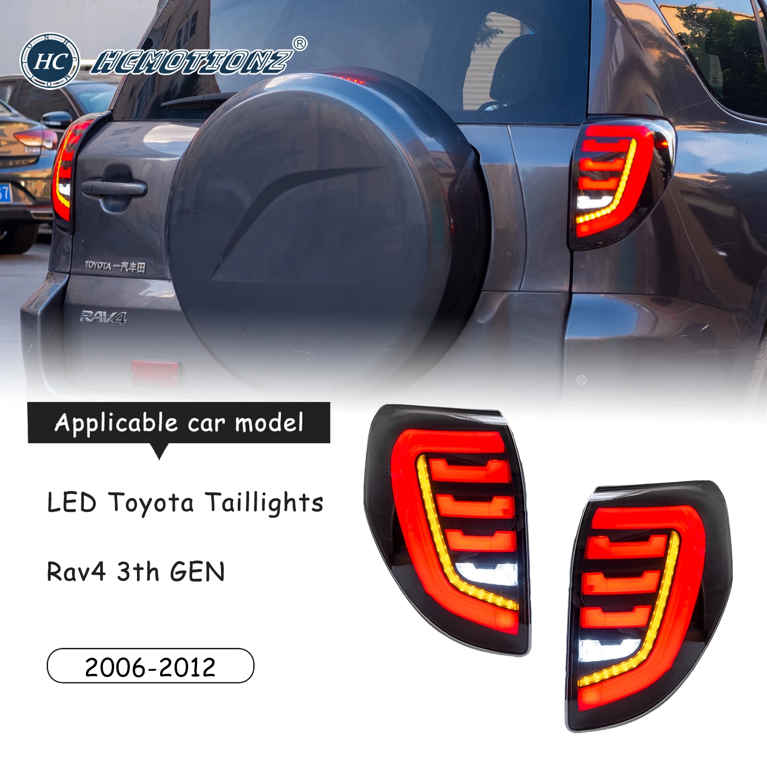 

HCMOTIONZ LED Tail Lights For Toyota Rav4 3th GEN 2006-2012 Sequential Animation DRL Car Rear Lamps Assembly