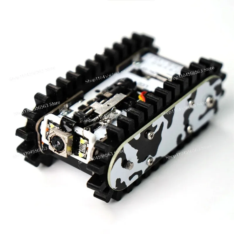 Tank Metal Chassis, Tractor Crawler Robot Car with Movable Camera, App Control for ESP32-S3 / OpenMV