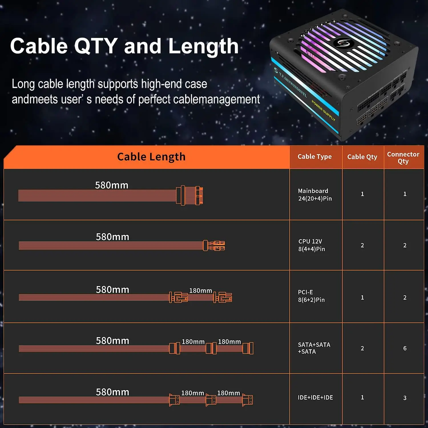 مصدر طاقة 700 واط RGB وحدات كاملة ATX Gaming PSU جهد كامل نشط PFC مع مروحة FDB لخادم الكمبيوتر المكتبي
