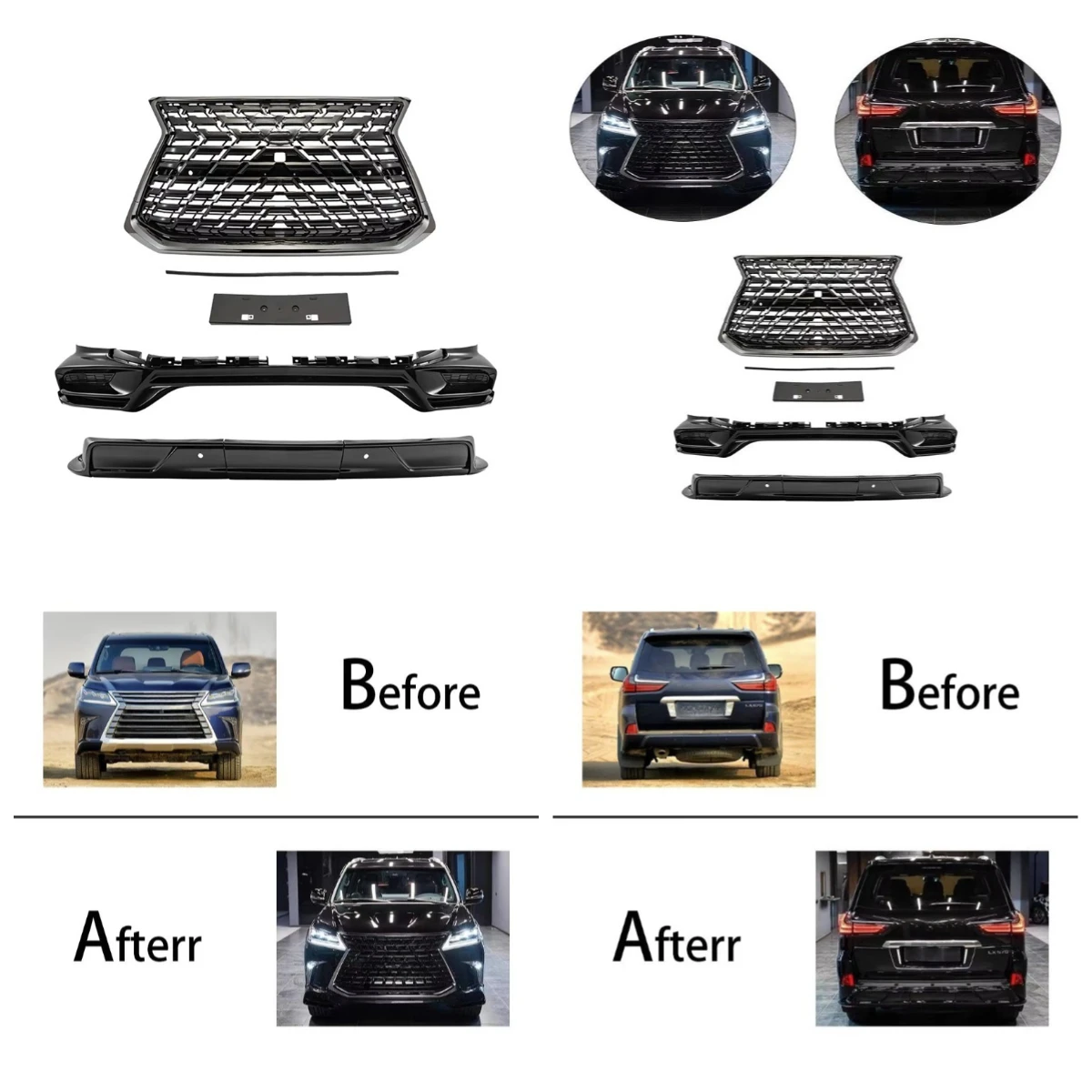 

Высококачественный комплект Stlf для LX570 2016-2022: бело-черный спортивный обвес в стиле Kuro