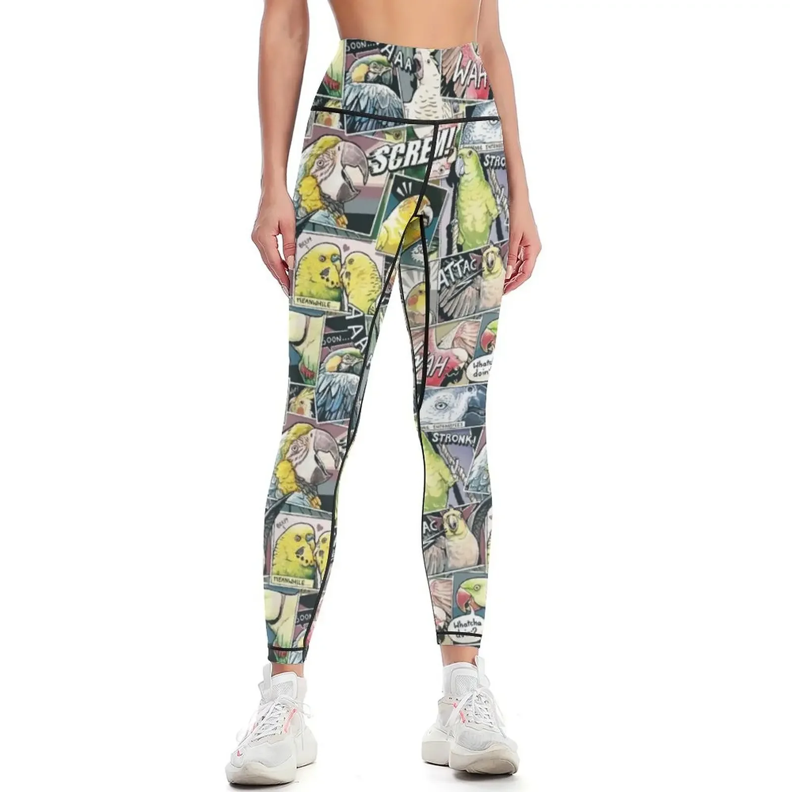 

Parrots Comic Style Leggings legging pants raises butt sports for push up sporty woman push up sport pants Womens Leggings