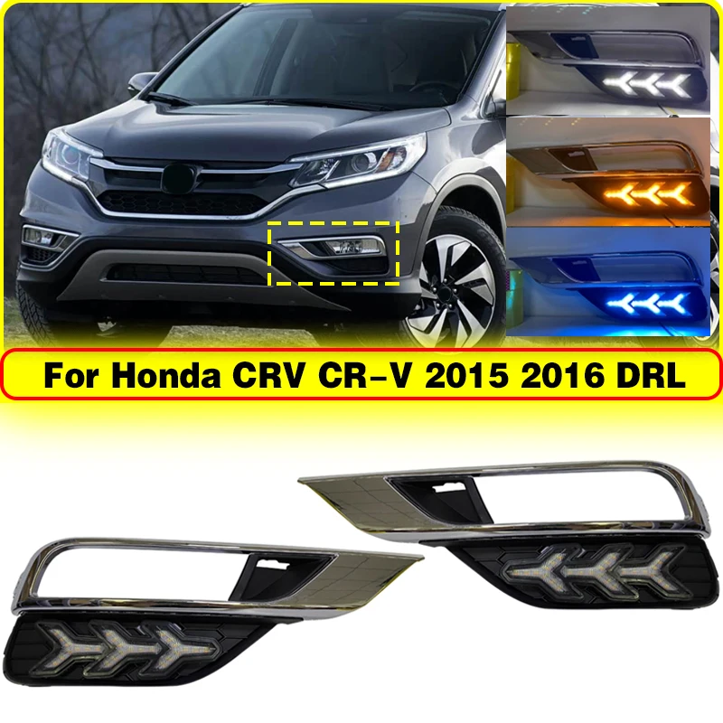 

For Honda CRV CR-V 2015 2016 Front Bumper Fog Light Daytime Running Lamp Frame Trim Cover Hood Foglight Foglamp with Turn signal