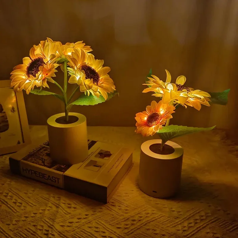 

Artificial Sunflower LED Table Lamp USB Rechargeable Creative Desktop Decor Lamp Bedroom Night Light for Kids Girlfriend Gift