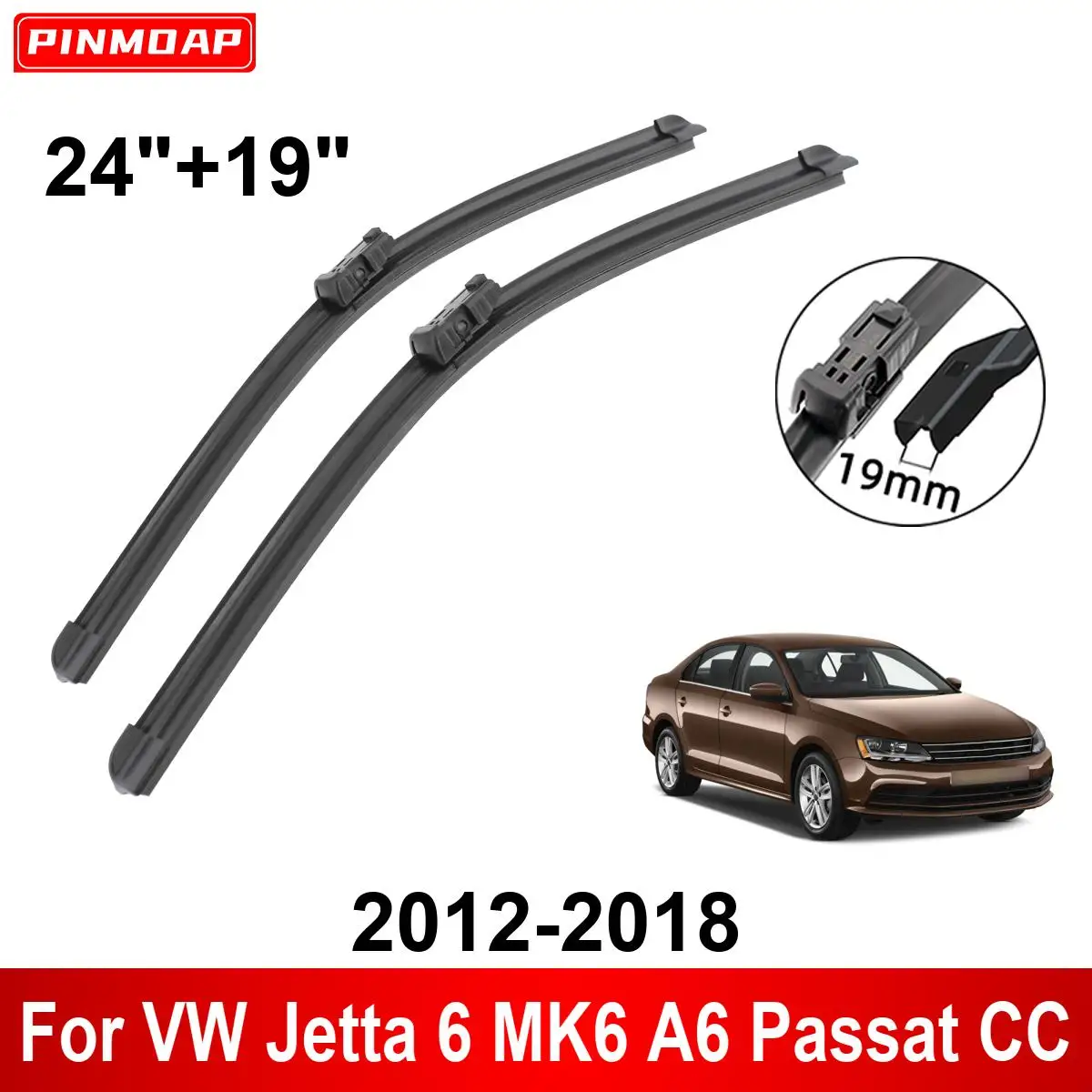 Auto Ruitenwisser Voor Vw Jetta 6 Mk6 A6 Passat Cc 2012-2018 24 "19" Voor Achter Ruitenwisserbladen Borstels Cutter Accessoires 2012