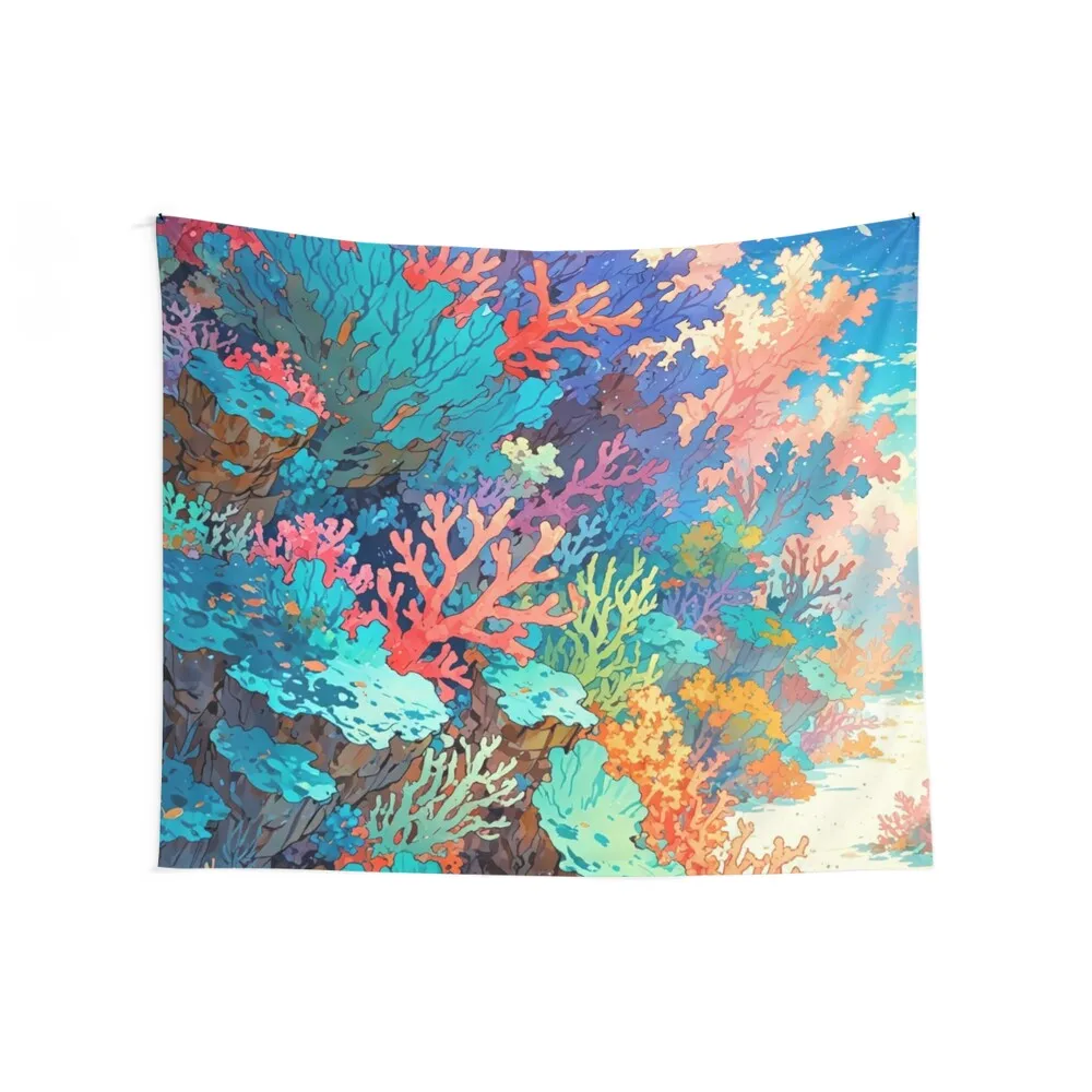 Coral Reef - Sian Ka'an Biosphere Reserve Tapestry Luxury Living Room Decoration Aesthetic Home Decor Tapestry