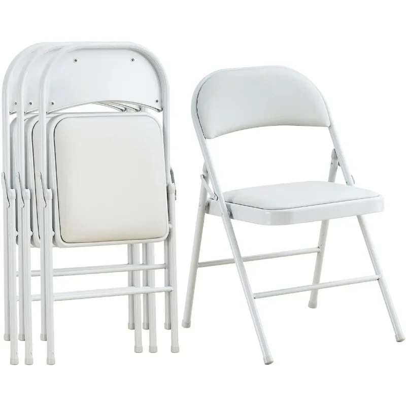 ZHENXIANG 4-Pack Padded Folding Chair Metal Frame Heavy Duty Foldable Chair with Backrest&Padded Seats for Dining Meetings