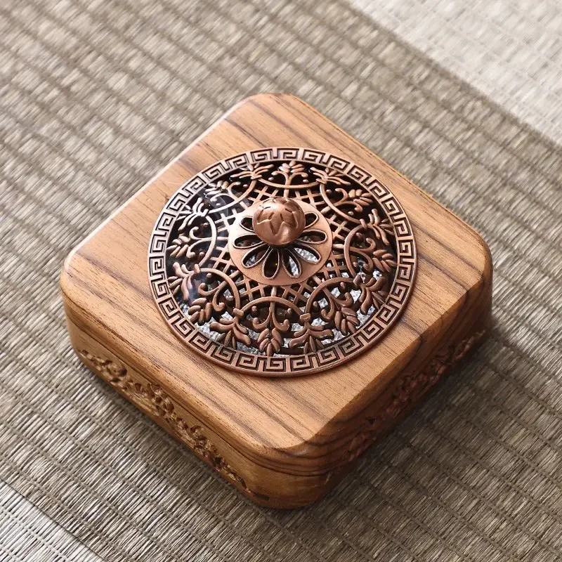 Wood Aromatherapy Diffuser Square Room Fresheners Indoor Environment Flavoring Diffuser Home and Decoration with Carved Design