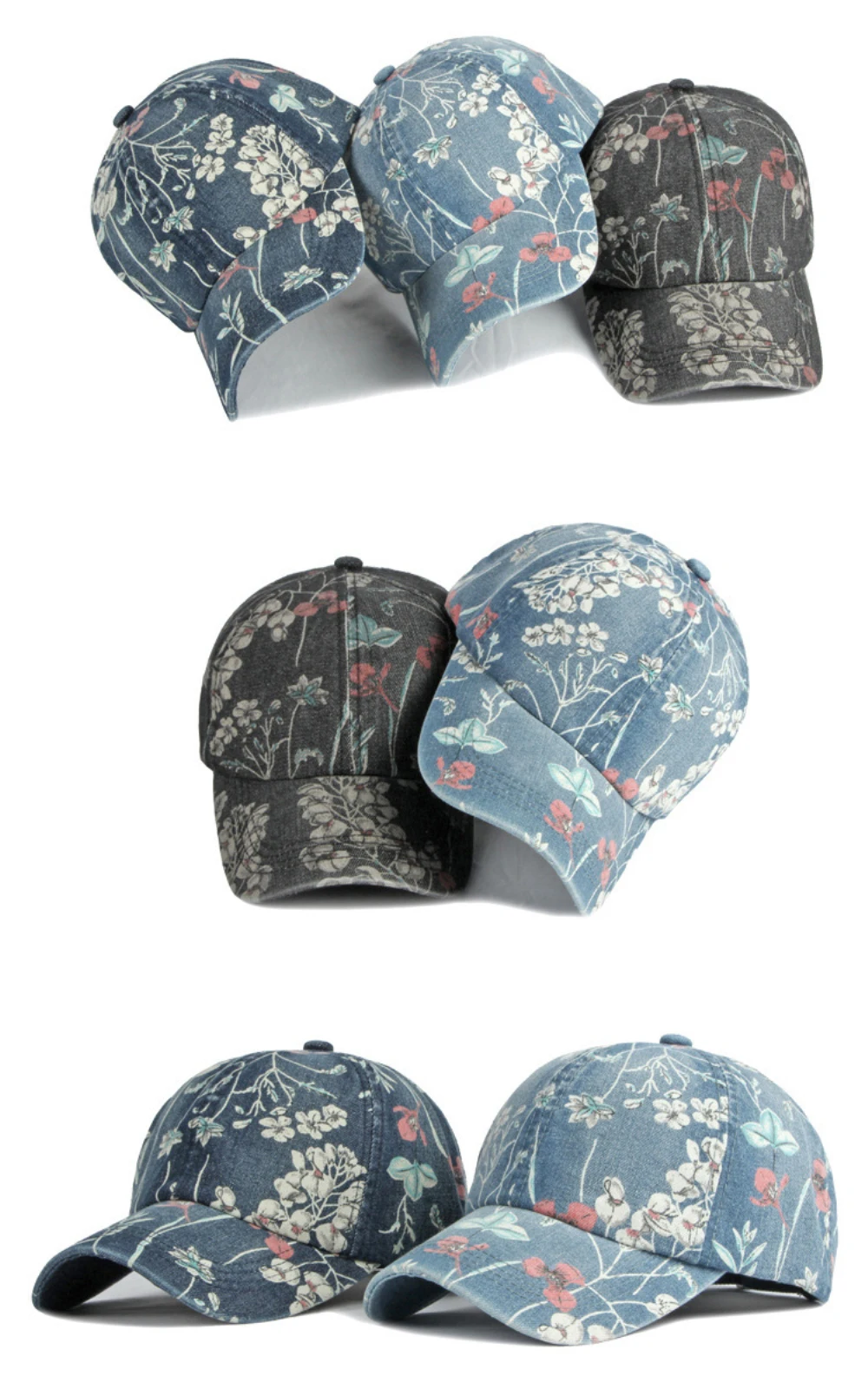 HT5090 Frühling Sommer Herbst Kappen für Männer und Frauen Stilvolle Blumen-Baseballkappe Unisex Verstellbare Snapback-Kappe Baumwoll-Baseballmütze – Detail 3