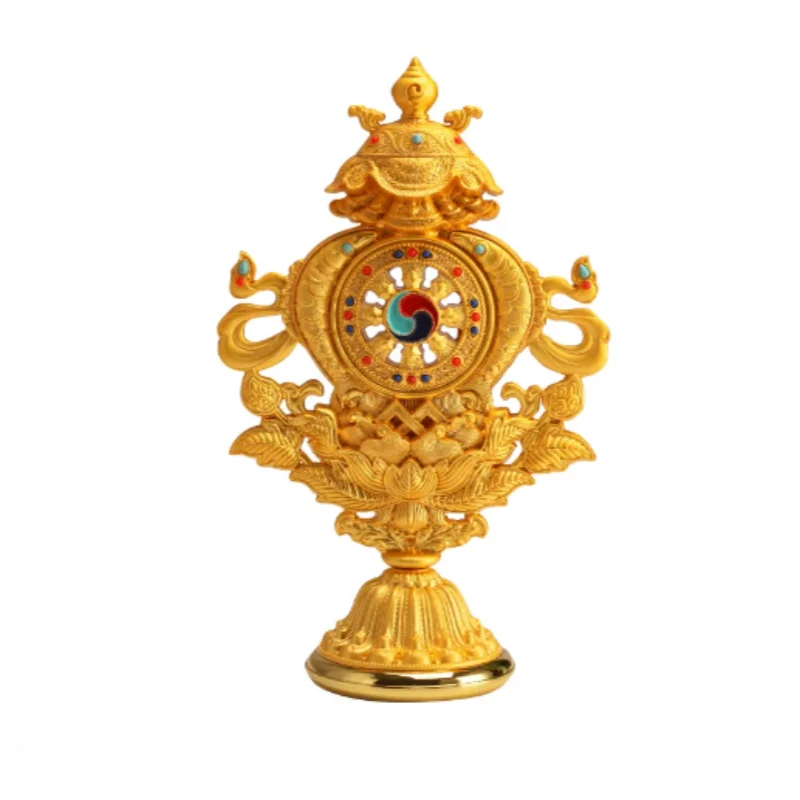 Exquisite Double-sided Carved Tibetan Eight Auspicious Symbols - Esoteric Entryway Ornament, Buddhist Altar Decor