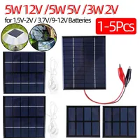 1-5Pcs 5W 12V/5W 5V/3W 2V Mini Small Solar Panel Module Waterproof DIY Polysilicon Solar Epoxy Cell Charger Phone Power Bank