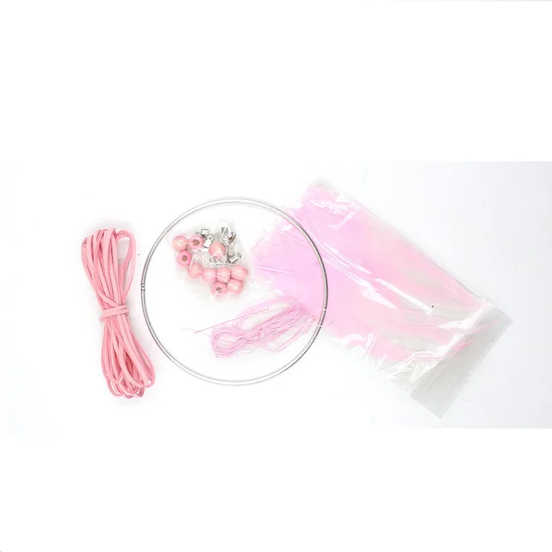 Boho Style For Dreamcatcher DIY Kit Containing Iron Ring Rope Feathers and Wooden Beads for Interior Ornament Building