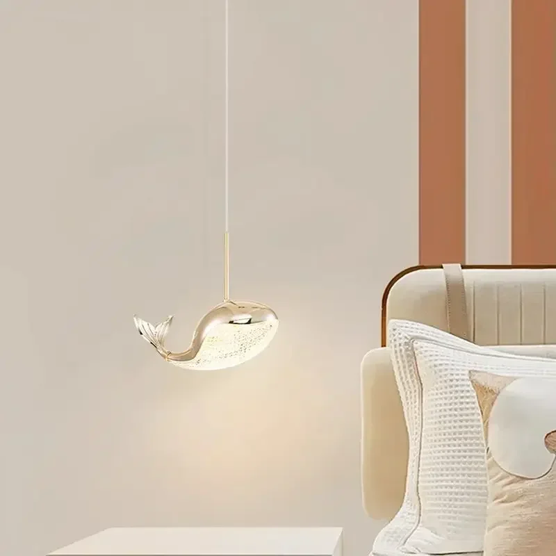 

Creative Children's Room Dolphin Pendant Lamp Bedroom Suspension Light Modern Simple Luxury Droplight Living Room Overhead Light