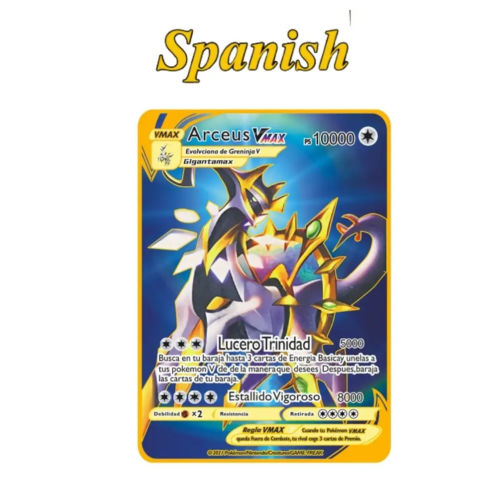 Spanish Pokemon Metal Cards Pokemon Card Letters Spanish Pokemon Iron Cards Mewtwo Pikachu Gx Charizard Vmax Cartas Pokemon Vmax