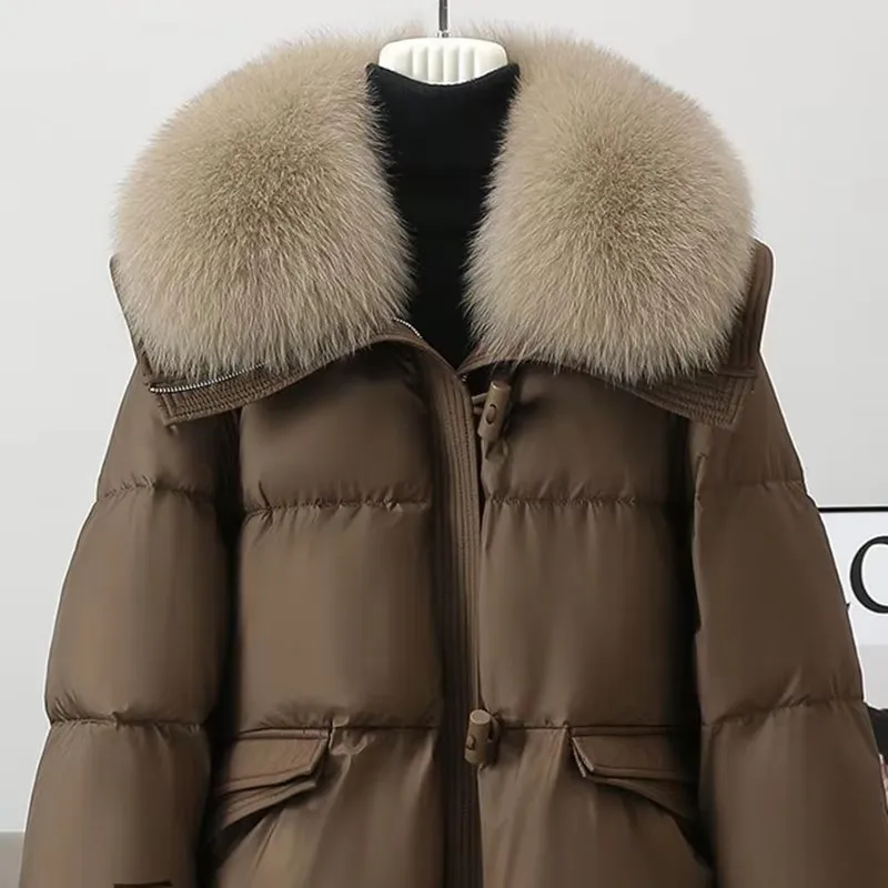 

2026 Winter New Down Cotton Jacket Women Large Fur-collar Coats Cotton Parkas Thicken Warm Windproof Casual Overcoat Female Tops