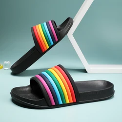 Rainbow Slippers for Women and Men House Slides Shower Sandals Cushioned Soft Sole