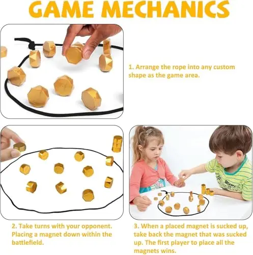 Partyspiele Magnetstein-Spiel Interaktives Magnetbrett Strategie-Familienspiel für Kinder und Erwachsene Tragbares Magnetstein-Spielset 3,5cm – Detail 5